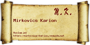 Mirkovics Karion névjegykártya